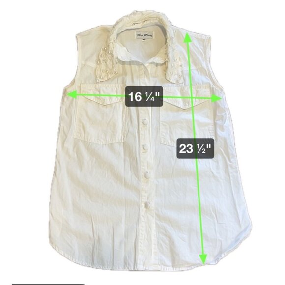 Paris Blues White Button Front Pearl Accent Collar Top Sz M - Picture 5 of 7